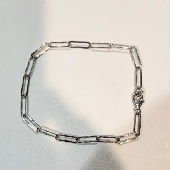 Bianca Milano Sterling Silver paperclip chain ankle bracelet - Picture 1 of 5